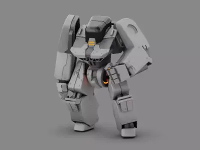 combat robot rigged character 3D model