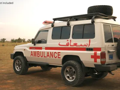  Toyota Land Cruiser 78 Emergency Ambulance White Rigged for Maya 