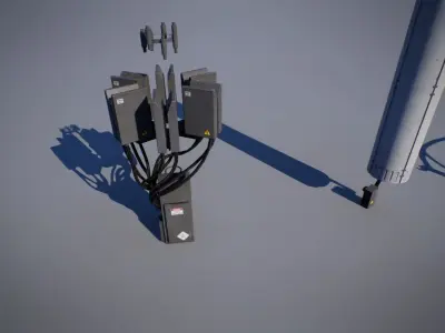 Electric Pole Low-poly 3D model 2