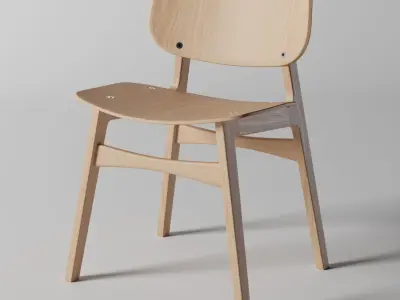 Round wooden chair Low-poly 3D model