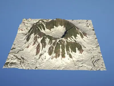 Landscape Environment Volcano Snow 18 Low-poly 3D model