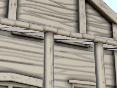 Western house with terraces and roof window 3 - USA ACW War 3D print model