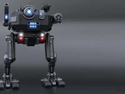 Sci-Fi Combat Mech - FK rigged 3D model
