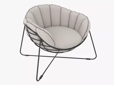 Outdoor garden chair and cushion 3D model