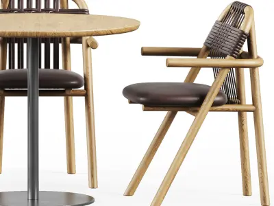 Fix Table by Ton and Dining Armchair 02 C by Very Wood 3D model