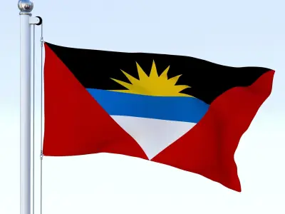 Animated Antigua and Barbuda Flag Low-poly 3D model