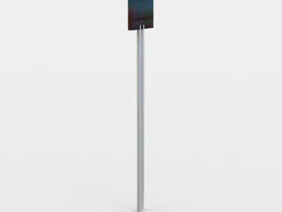Panel metal pole with electronic device Low-poly 3D model