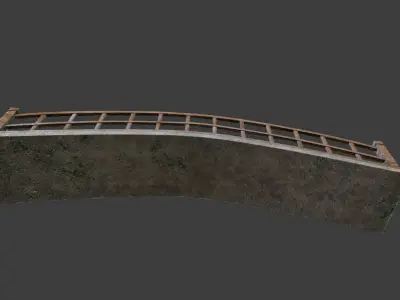 The simple bridge wood Low-poly 3D model