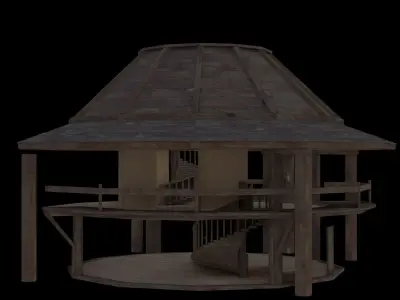 wooden house Low-poly 3D model