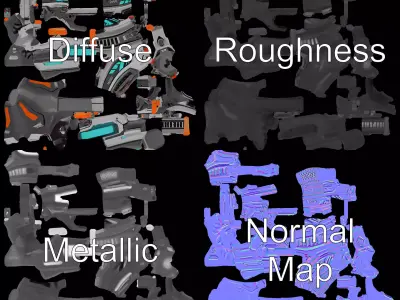 Neon Blaster SciFi model pack Low-poly 3D model