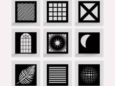 Photo Video Gobo mask set Shadow Board Bundle of 9 3D print model