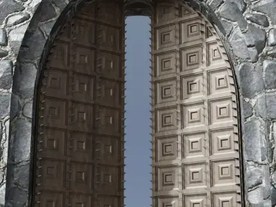 Medieval Wooden Door Low Poly Low-poly 3D model