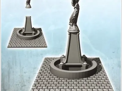 Urban statue with winged angel 3 - Modern WW2 WW1 World War Diar 3D print model