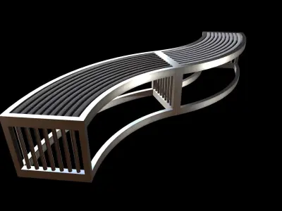 Metal Bench Low-poly 3D model