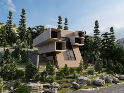 Villa-Casa Scene-Modern Villa 3D model get