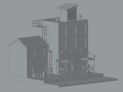 Street - Voxel Low-poly 3D model