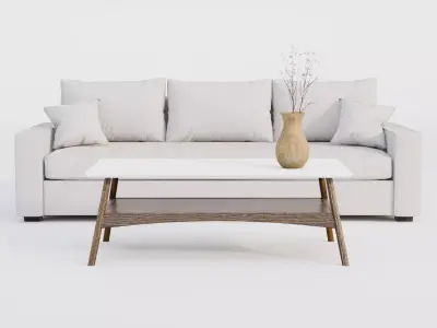 Soft Sofa and Coffee Table Interior Set Low-poly 3D model