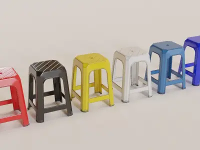 Stackable Plastic Stool Low-poly 3D model