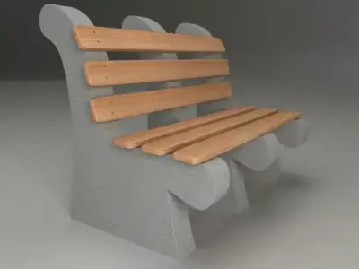Bench made of concrete and wood 3D model