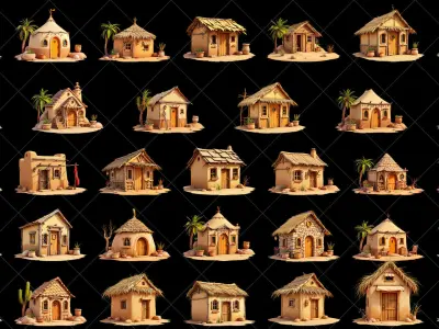 114 Transparent Fantasy Desert Hut Game Asset Texture