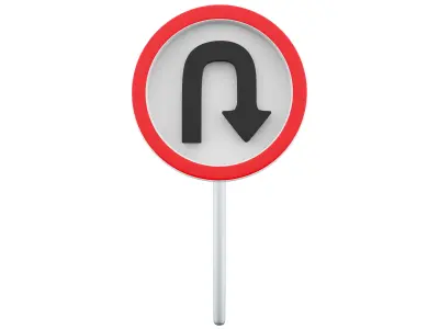 3d  Prohibition Sign U-turn 3D model