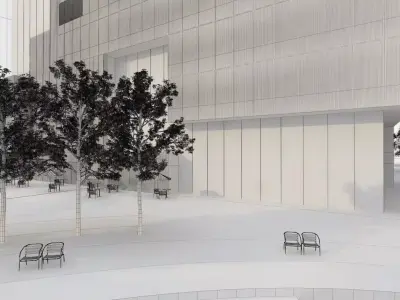 Business City Block with Simple Interior 3D model