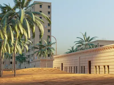 Abandoned city in the desert 3D model