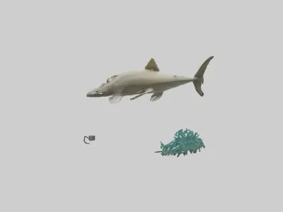 Sawfish moving near ocean floor model Low-poly 3D model