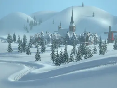 Winterville set Low-poly 3D model