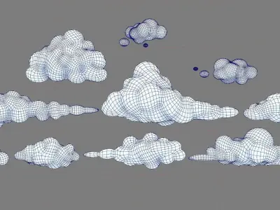 Cartoon Clouds Low-poly 3D model