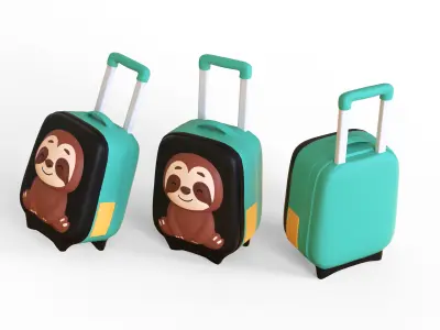 Low Poly - Suitcase Sloth Low-poly 3D model