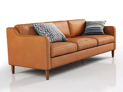 Hamilton tan leather sofa 3D model