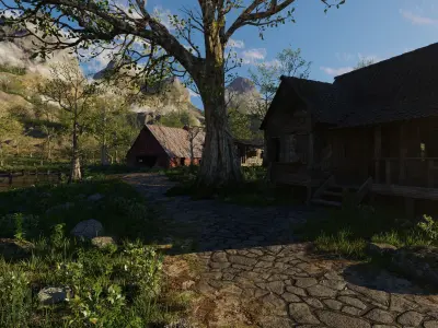 Medieval Pathway Scene 3D model