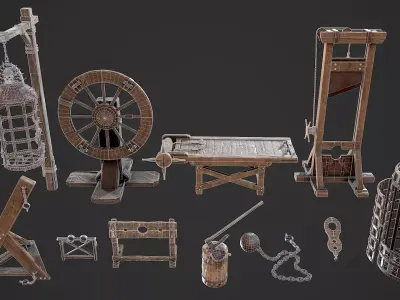 Medieval Punishment and Torture - Props Pack Low-poly 3D model