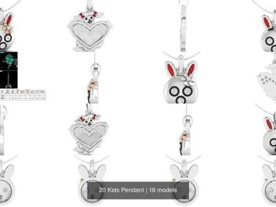 20 Kids Pendant 3D Model Pack