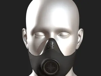 Gas mask respirator scifi futuristic  Low-poly 3D model