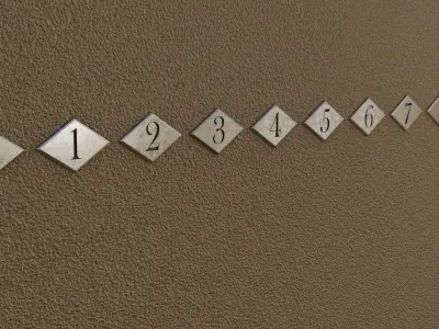 Rusty apartment numbers Low-poly 3D model