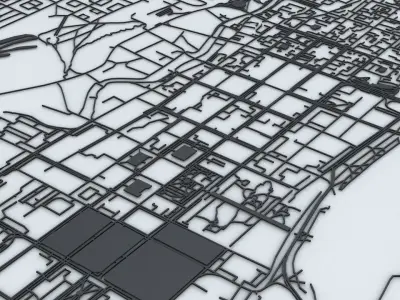 Krasnoyarsk Road Network and Streets 3D model