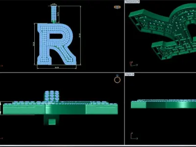 Alphabet Latter R Diamond Pendent 3D print model