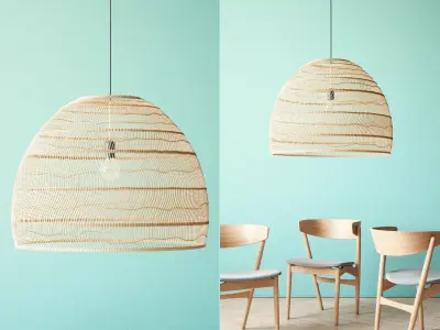 Wicker Hanging Lamp Large 3D model