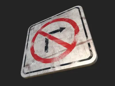 Old Traffic Sign Low-poly 3D model