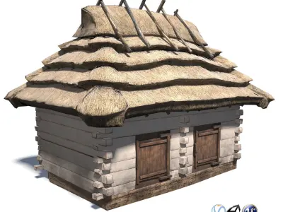 Pigsty Building - Slav Architecture Low-poly 3D model