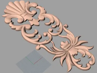 European style flower 3D relief STL Model for cnc engraving E074 3D model