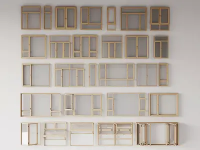 modern windows glass Sliding Architecture 3D model 6
