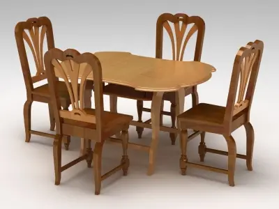 Chair and Table Set 3D model