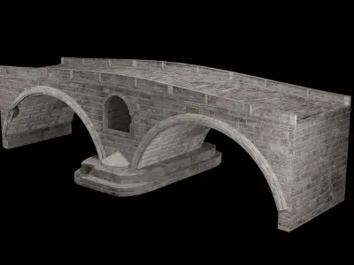 ROMAN BRIDGE GREEK ANCIENT ROAD RAIL OLD STONE COLLECTION Low-poly 3D model