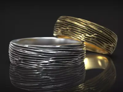 Tree Bark Ring Wooden Nature Wedding Band 3D print model