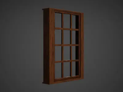 Wooden Window Low Poly Game Ready Low-poly 3D model