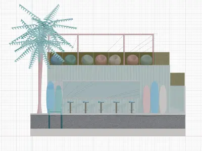 Isometric View Summer Beach 3D Render Illustration 3D model