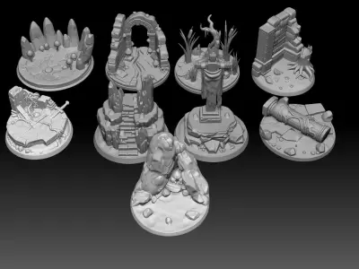 Universal Fantasy Miniature Base 3D Model Pack